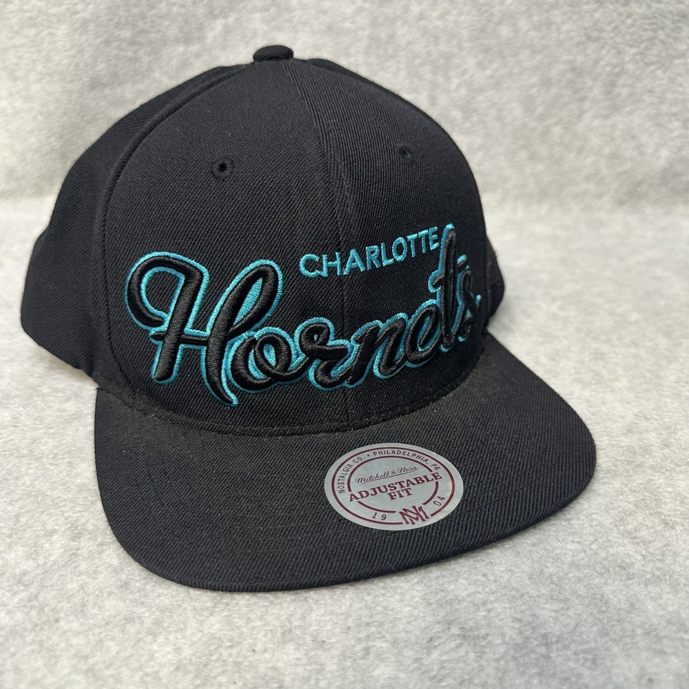 Charlotte Hornets Hat Cap‎ Snap Back Script NBA Basketball Mens Hardwood Wool